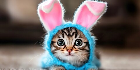 kitten dressed like easter bunny 