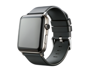  wrist smart watch mockup with black strap, png file of isolated on white background png