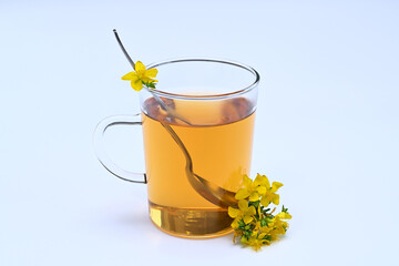 herbal tea with St. John's wort in a cup alternative medicine