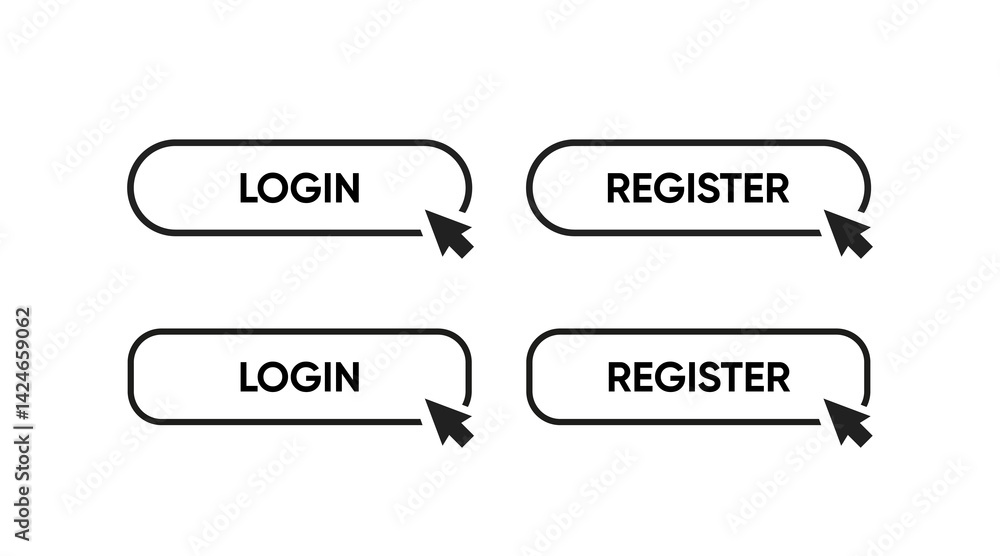 Aufkleber Set of sign in sign up forms. Registration and login buttons. Professional and User-friendly web and UI UX design elements. Username, email and password. Register page button.
