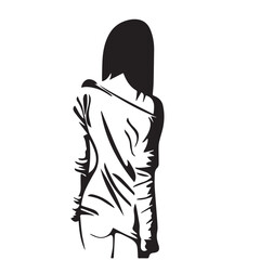 Pretty women back side fashion in vector art
