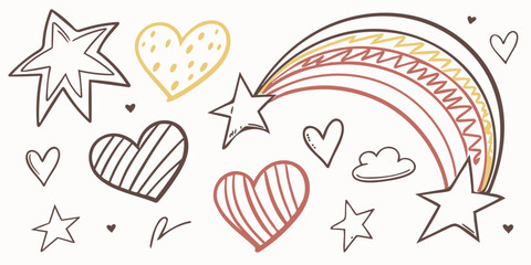 Doodles of laughing hearts, bouncing arrows, and messy crayon lines capture the energy of young creators and their wild ideas