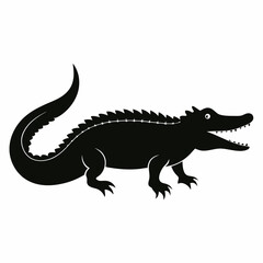 Crocodile Silhouette: Powerful Black Reptile Illustration - Vector Graphic.