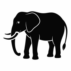 African Elephant Silhouette: Bold Black Vector Graphic for Logos & Branding.