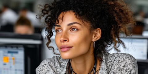 Woman Thoughtful Office