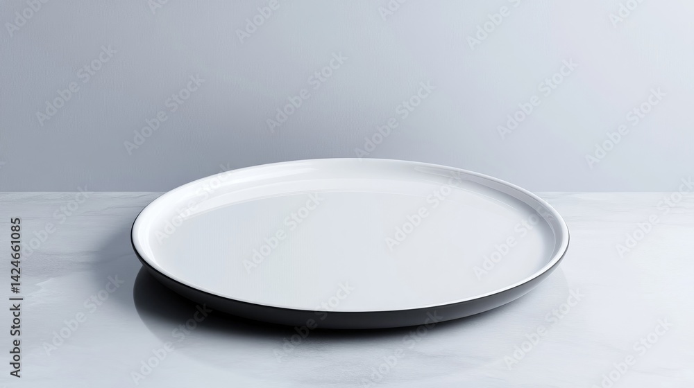 Poster large round plate minimalist design high-resolution studio lighting flat lay perspective clean lines