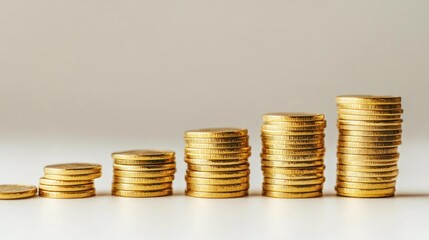 Ascending Gold Coins: A Visual Representation of Financial Growth and Wealth Accumulation