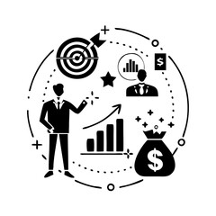 business goals icon, business goals silhouette vector illustration-simple silhouette illustration of business goals, perfect for business goals logos and icons