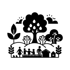 community garden icon, community garden silhouette vector illustration-simple silhouette illustration of community garden, perfect for community garden logos and icons