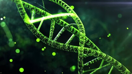 abstract DNA-like structure, bright neon green spirals, dark background, dynamic lines, digital art, sci-fi look, high contrast