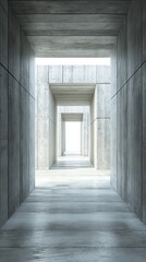 Fototapeta premium Endless Concrete Corridor: A Journey into Architectural Minimalism