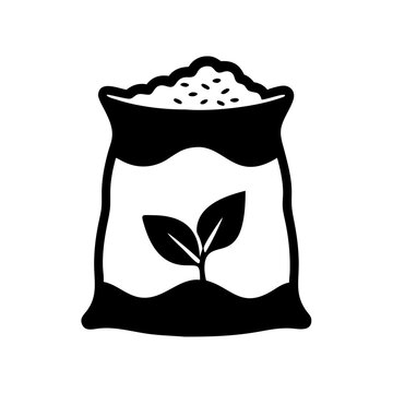 black bag of soil with sprout clip art preview