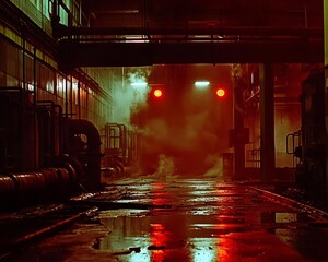 Underground Reactor Meltdown: Flashing Red Lights, Thick Smoke, Broken Structures. .