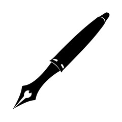 fountain pen icon, fountain pen silhouette vector illustration-simple silhouette illustration of fountain pen, perfect for fountain pen logos and icons