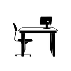 minimalist desk icon, minimalist desk silhouette vector illustration-simple silhouette illustration of minimalist desk, perfect for minimalist desk logos and icons