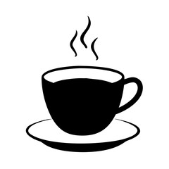 morning coffee icon, morning coffee silhouette vector illustration-simple silhouette illustration of morning coffee, perfect for morning coffee logos and icons