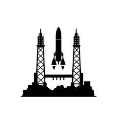 rocket launch pad icon, rocket launch pad silhouette vector illustration-simple silhouette illustration of rocket launch pad, perfect for rocket launch pad logos and icons