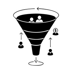 sales funnel icon, sales funnel silhouette vector illustration-simple silhouette illustration of sales funnel, perfect for sales funnel logos and icons