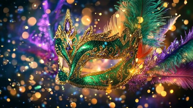 Dazzling Mardi Gras Mask: A Festive Celebration of Color and Feathers