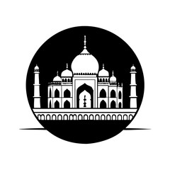 taj mahal icon, taj mahal silhouette vector illustration-simple silhouette illustration of taj mahal, perfect for taj mahal logos and icons