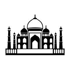 taj mahal icon, taj mahal silhouette vector illustration-simple silhouette illustration of taj mahal, perfect for taj mahal logos and icons