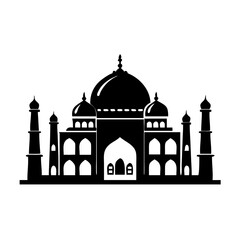 taj mahal icon, taj mahal silhouette vector illustration-simple silhouette illustration of taj mahal, perfect for taj mahal logos and icons