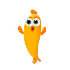 Cute goldfish, orange goldfish, yellow fish cartoon character gold fish cartoon vactor image.