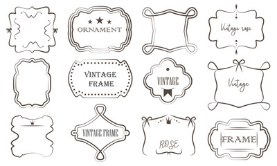 Elegant vintage frame vector illustration in classic ornamental style. Perfect for invitations, labels, packaging, and branding. Isolated and fully editable.frames with bows
