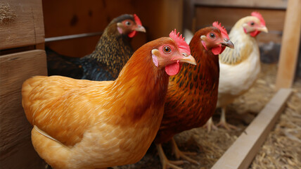 Rare chicken breeds in backyard coop