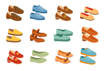 Set of summer shoes. Trendy models.