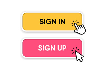 Set of sign in sign up forms. Registration and login buttons. Professional and User-friendly web and UI UX design elements. Username, email and password. Register page button.