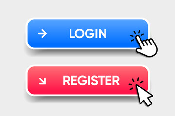Set of sign in sign up forms. Registration and login buttons. Professional and User-friendly web and UI UX design elements. Username, email and password. Register page button.