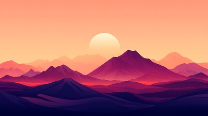 Sunset Mountain Range Landscape. (2)