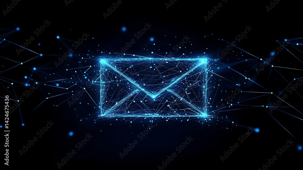 Poster abstract digital envelope network connection lines glowing blue modern technology internet communica
