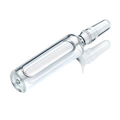 Clear Glass Medical Ampoule Lying on Side on Transparent Background
