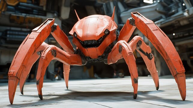 Orange robotic spider, detailed design