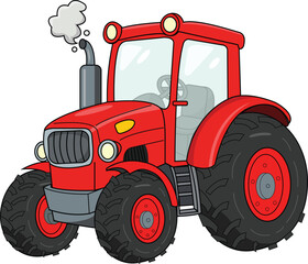 Cartoon Red Tractor
