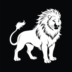 Lion in vector art on black white background lion illustration outline art