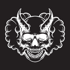 Ghost head face devil in vector art