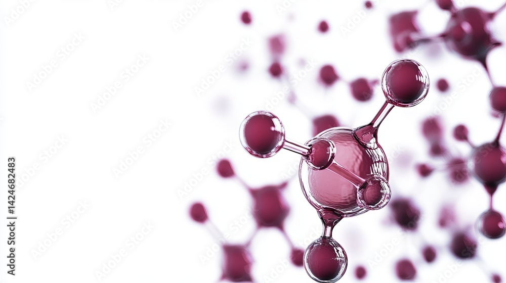 Aufkleber abstract molecular structure red glass atoms science background 3d model shiny white design visual