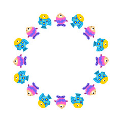 Round frame with tropical fish