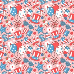 USA Independence Day Vibesseamless pattern. American Freedom Seamless Pattern. Fourth of July Celebration Pattern