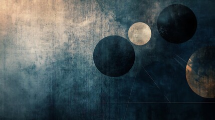 Abstract cosmic spheres with grunge texture.