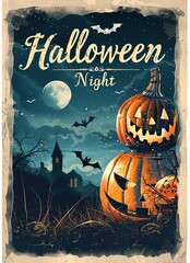 halloween background with pumpkin and bats design
