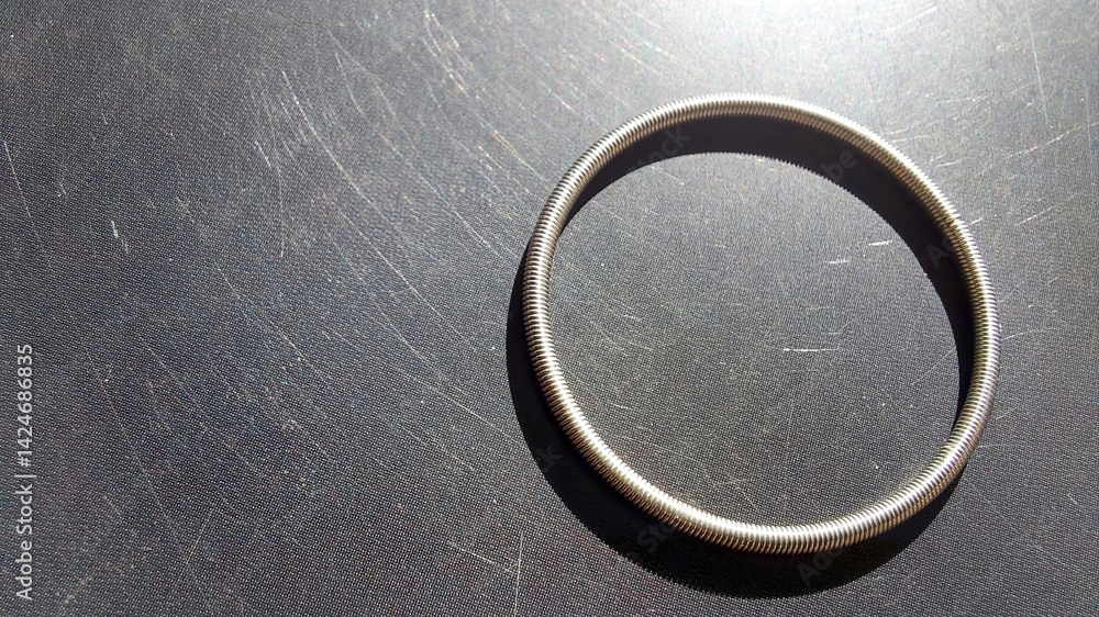 Aufkleber Round spring placed on a smooth surface reflecting sunlight creating beautiful shadows