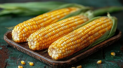 Freshly cooked corn on the cob