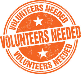 Volunteers Needed. Vector Rubber Stamp.