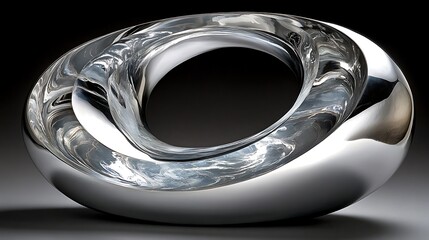 Polished, swirling, metallic ring sculpture