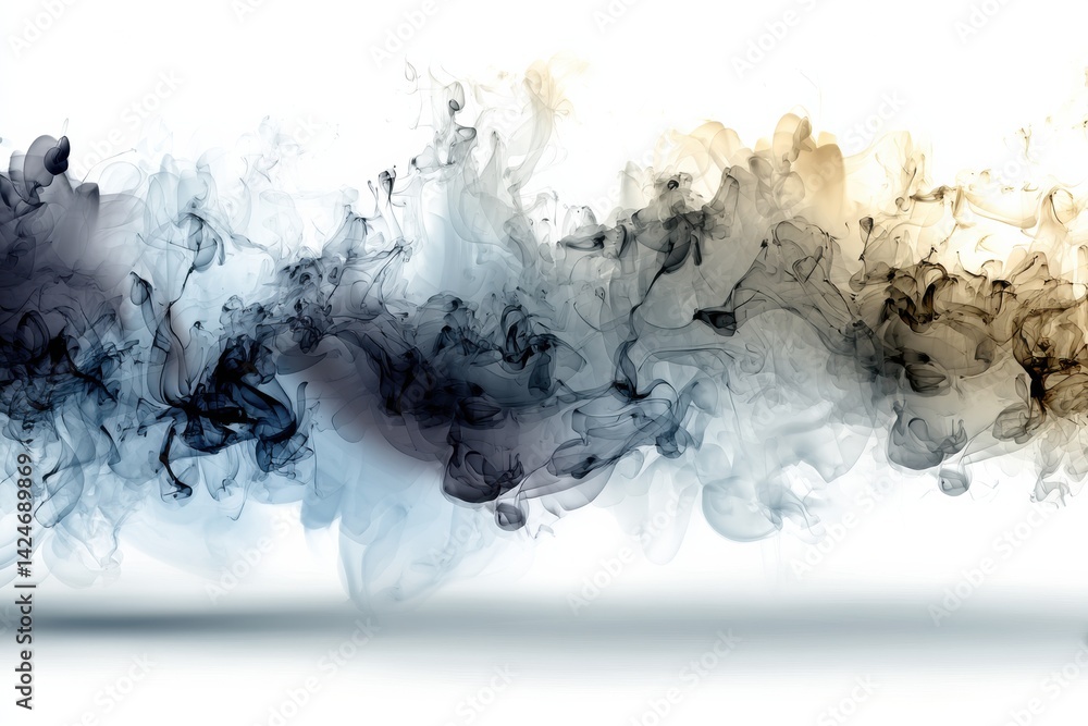 Leinwandbilder dark abstract oil smoke rises in a fluid motion against a white minimalist background creating a str