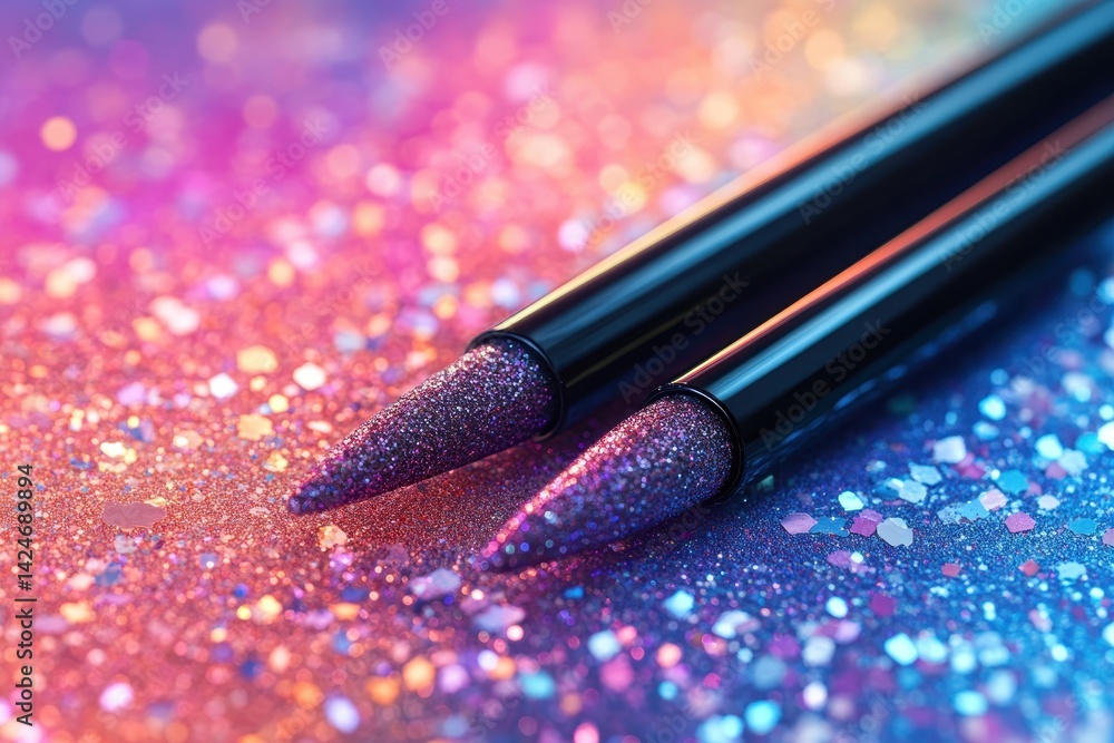 Aufkleber golden sparkles create a stunning visual effect during a festive celebration at night, filling the a